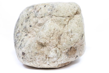 Single natural stone on white background