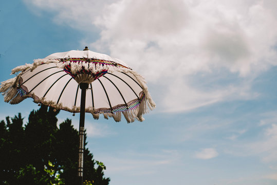 An umbrella against the sky