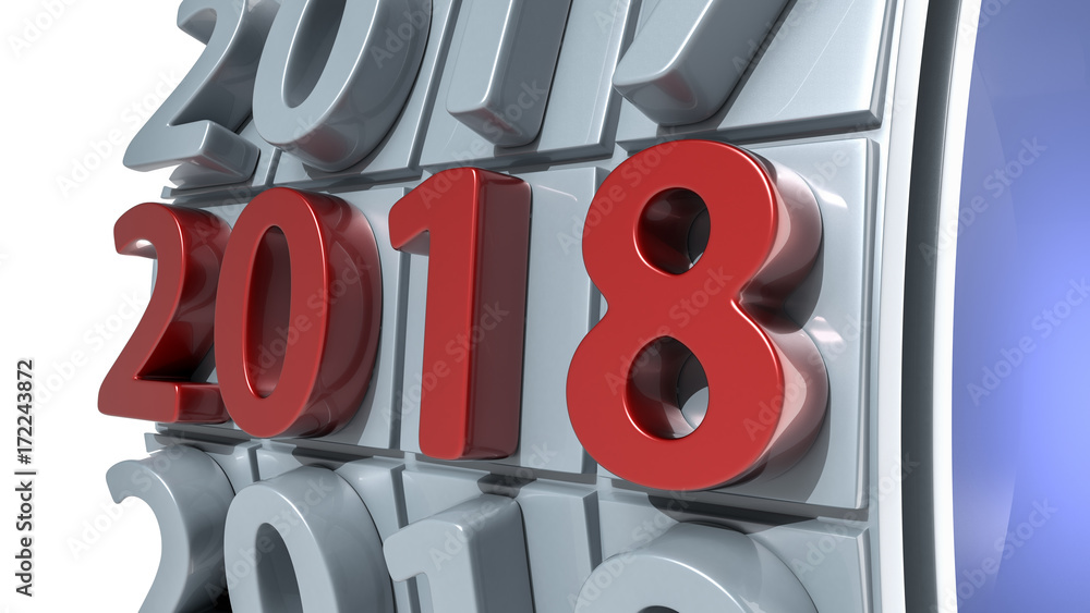 Aufkleber design component of a counter dial that is showing the year 2018