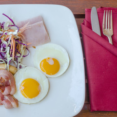 breakfast on wood table