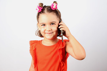 Little girl using smartphone