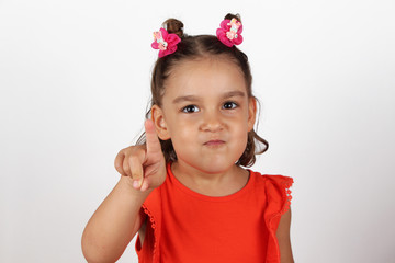 Little girl pointing out