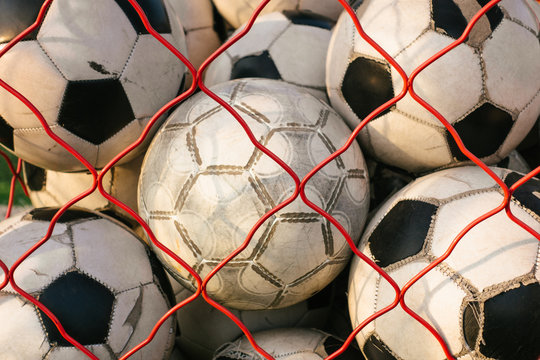 Net full of footballs