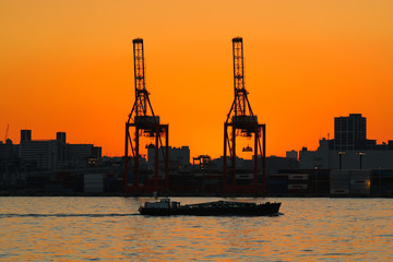 Dusk of Tokyo port