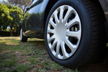 Fototapeta na wymiar Close-up of cars wheel