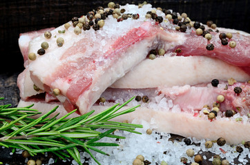 meat on table with salt