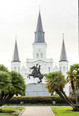St Louis Cathedral and Jackson Square in New Orleans at day time