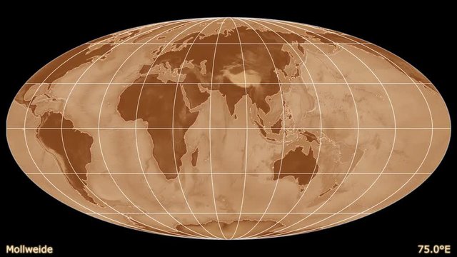 Animated world map in the Mollweide projection. Gradient