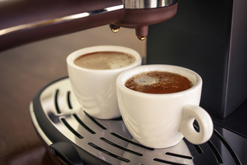 Coffee machine preparing fresh coffee