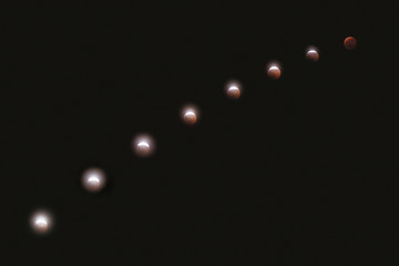 Lunar eclipse multiple exposure sequence - obrazy, fototapety, plakaty