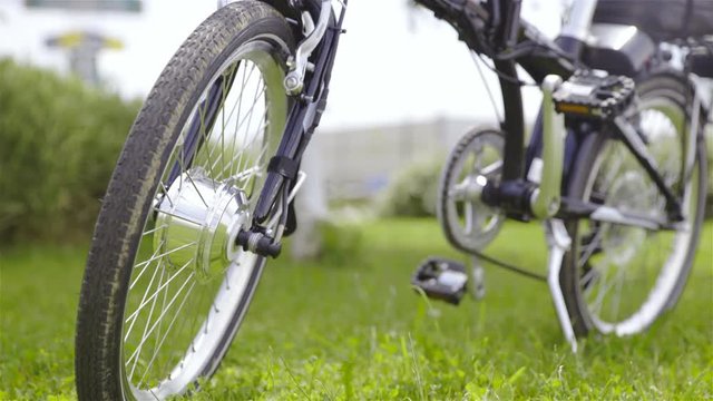 Front wheel electric bicycle in focus 4K