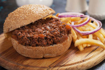 Ground beef burger sandwich