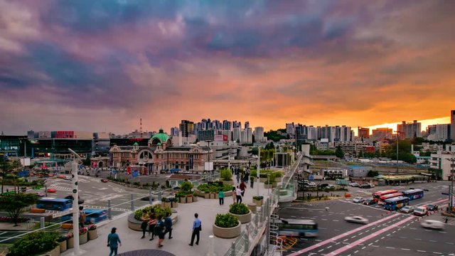 Time lapse 4k, Seoullo 7017 Sunset.