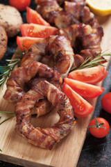 Fried bacon onion rings