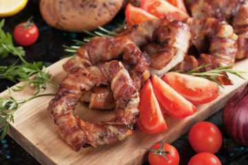 Fried bacon onion rings