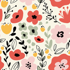 Fantasy flowers seamless pattern - 172269897