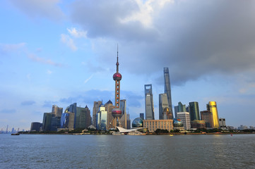 Naklejka premium Shanghai world financial center skyscrapers