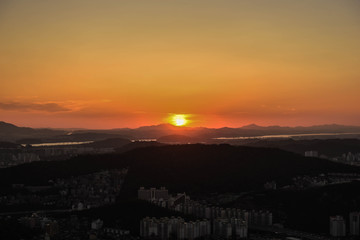 downtown, seoul night view, korea  