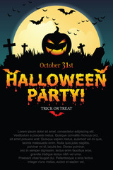 Halloween party poster with Pumpkin ghost.