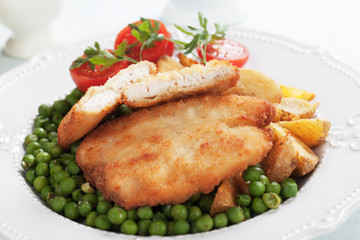 Breaded chicken steak