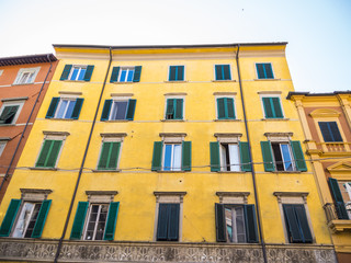 Beautiful Italian style buildings in the historic district of Pisa