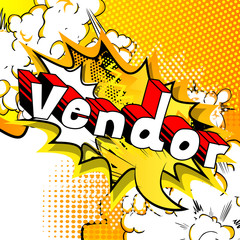 Vendor - Comic book style word on abstract background.