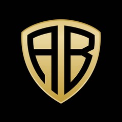 Initial letters logo ab gold monogram shield shape vector