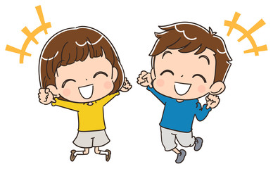 ジャンプする子どもたちのイラスト