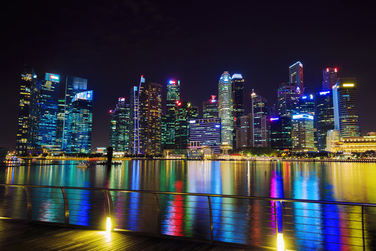 view of central business district building of Singapore at night