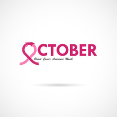 Breast Cancer October Awareness Month Campaign Background.Women health vector design.Breast cancer awareness logo design.Breast cancer awareness month icon.Realistic pink ribbon.