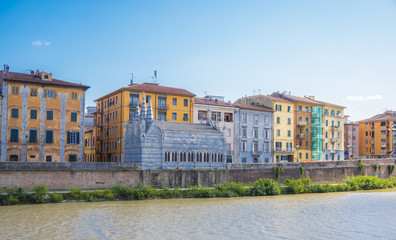 White church Santa Maria della Spina located at River Arno in Pisa