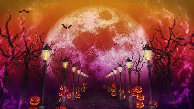 ハロウィン 不気味な夜 かぼちゃ ループ