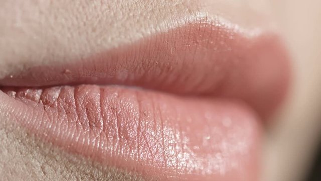 Extreme close up of lips with smile.