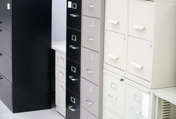 close up on facade view of cabinet and drawers