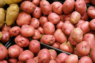 Fresh potato in the supermarket for sale
