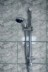 Shower in modern hotel bathroom