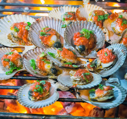 Barbecue Fire Grill Shellfish molluscs