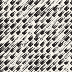 Vector seamless pattern with brush stripes and strokes. Black and white background with ink elements. Hand painted grunge texture.