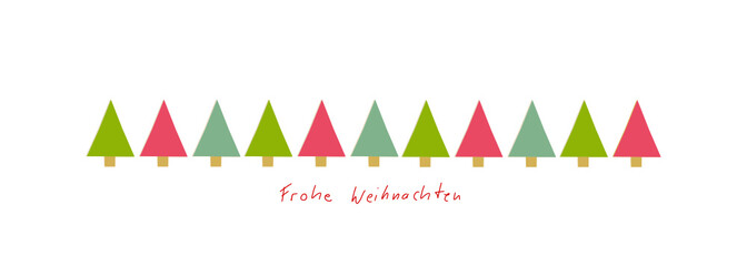 Frohe Weihnachten Band Banner Tanne Tannen Reihe Rot Grün Text