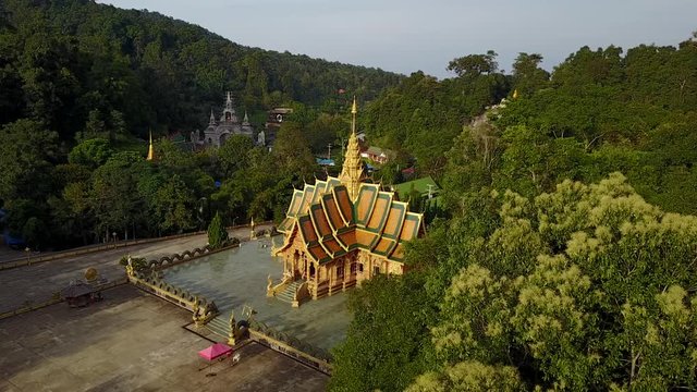Aerial view Wat Phraphutthabat Si Roi in Chiangmai, Thailand.