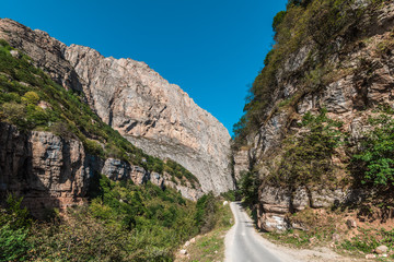 Road in gorge between the mountains