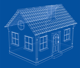 A small house with shingles roof. Vector
