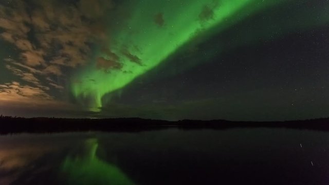 Aurora time lapse over Chena Lake, Alaska, United States 