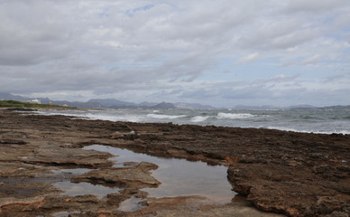 seascape in the east coast of the island of mallorca wide