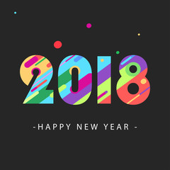 Happy new year 2018 design card. Modern colorful, creative number