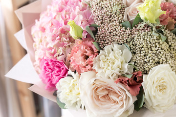 Bouquet in Foamiran paper. A simple bouquet of flowers and greens