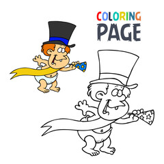 baby and trumpet cartoon coloring page