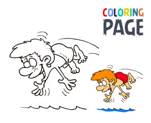 boy splashing in the water cartoon coloring page