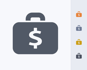 Dollar Suitcase - Carbon Icons. A professional, pixel-aligned icon designed on a 32 x 32 pixel grid and redesigned on a 16 x 16 pixel grid for very small sizes.