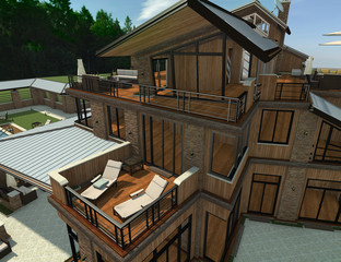 3D Rendering Country Resort